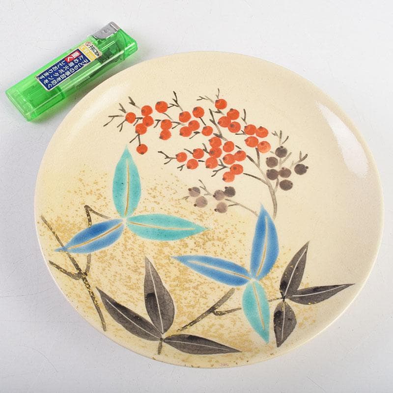 和食器　九谷焼　中村梅山作　色絵　絵変わり　銘々皿　五客　共箱　V　R9615