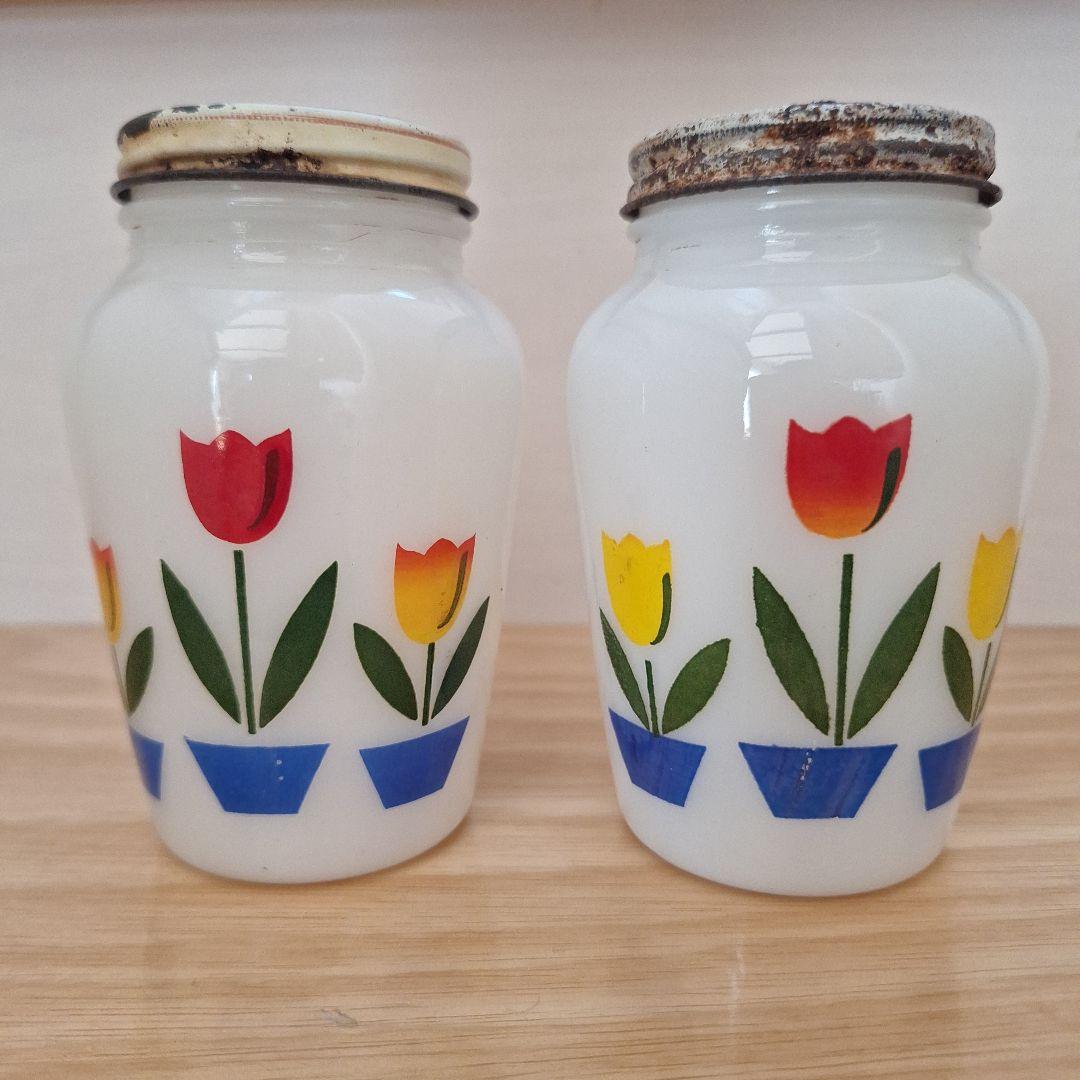 60～70s ファイヤーキング チューリップ プリント ソルト&ペッパー