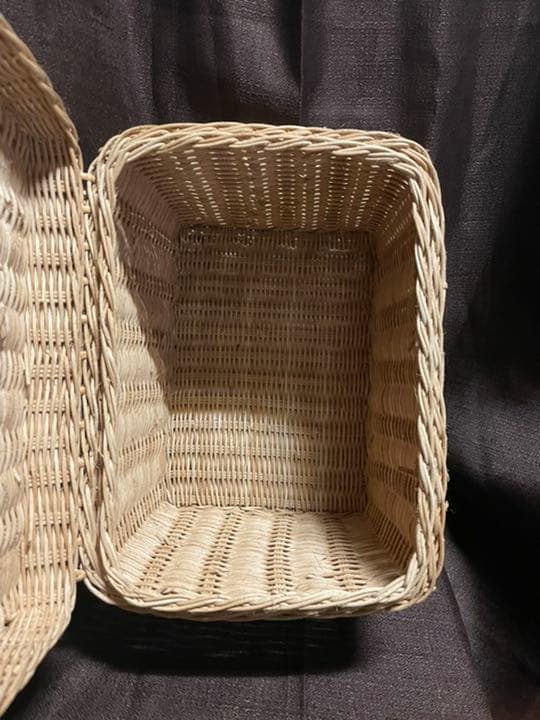 昭和レトロ　可愛い籐籠バスケット　籐カゴバッグ