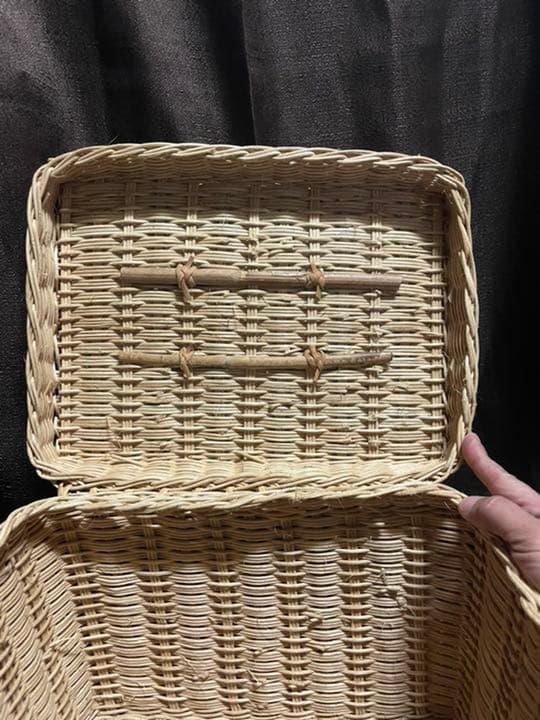昭和レトロ　可愛い籐籠バスケット　籐カゴバッグ