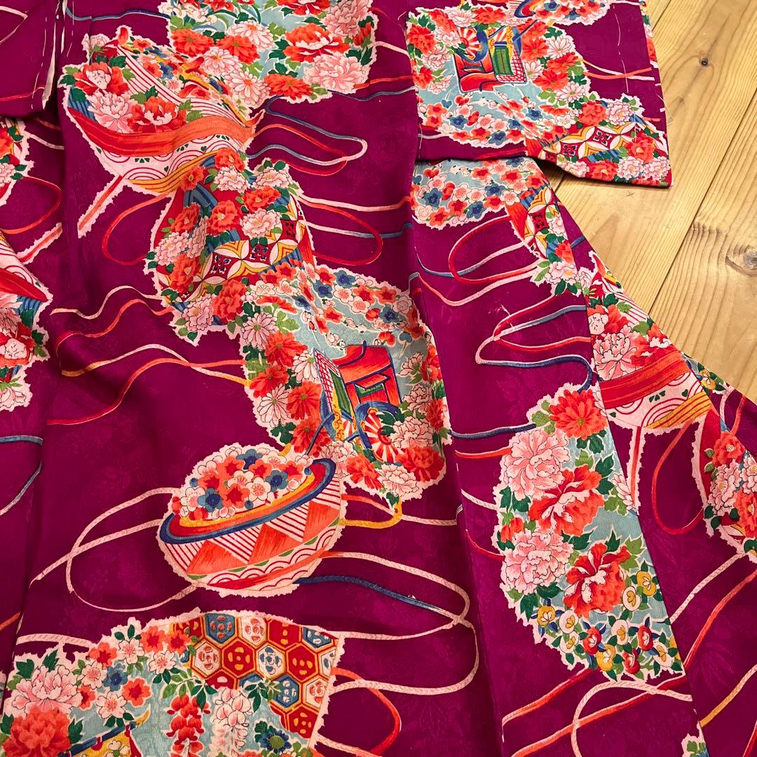 1点もの　七五三　アンティーク　女の子　子供着物　大正ロマン　被布コート