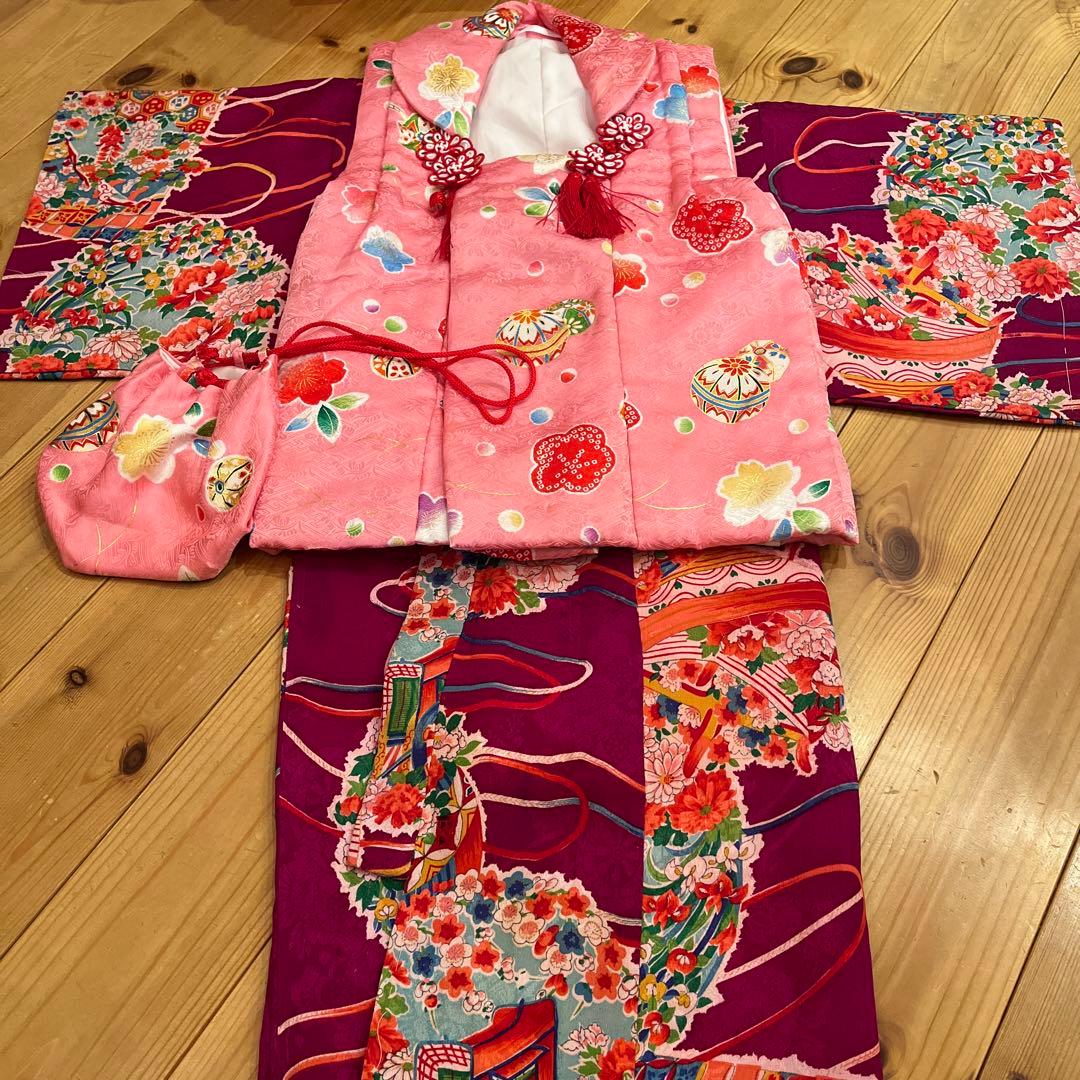 1点もの　七五三　アンティーク　女の子　子供着物　大正ロマン　被布コート