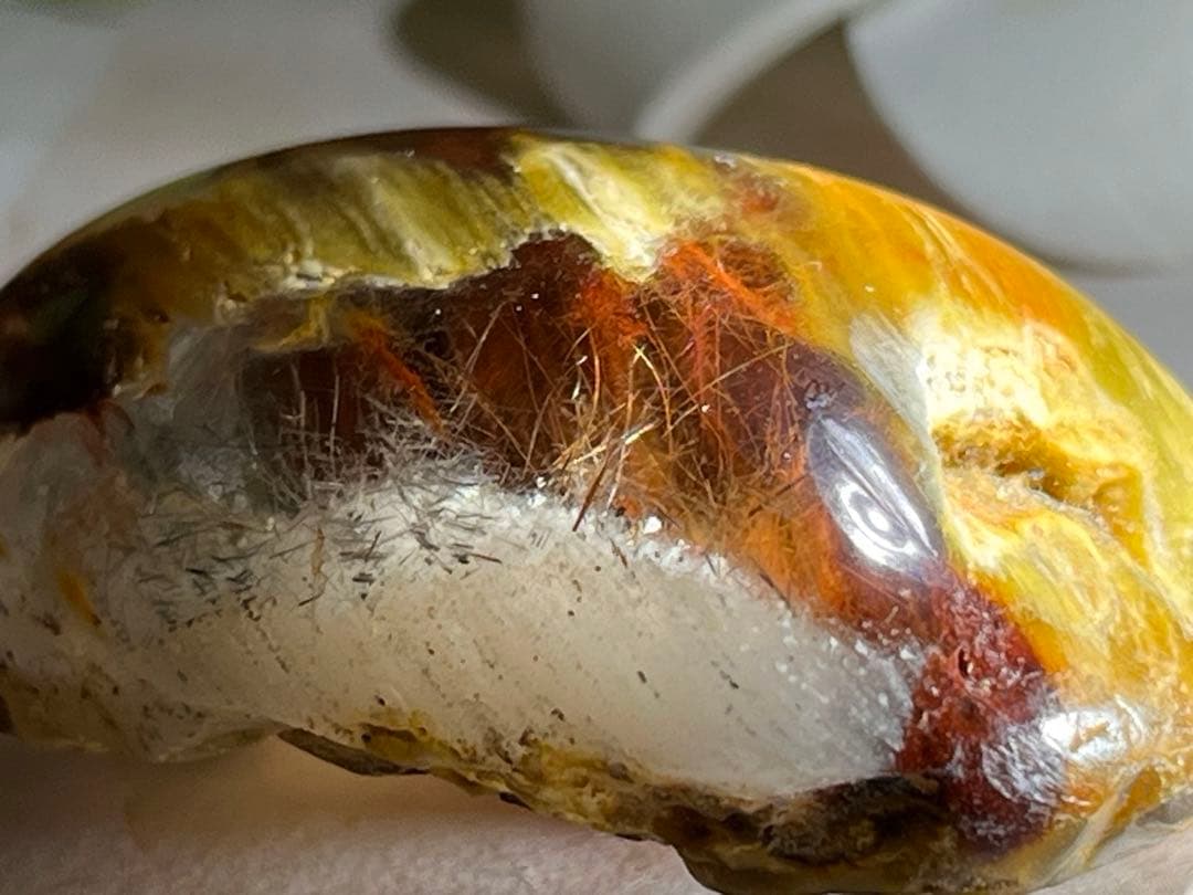 天地創造✧　アンフィボールインクォーツ　タンブル　原石　ガーデンクォーツ　ルチル