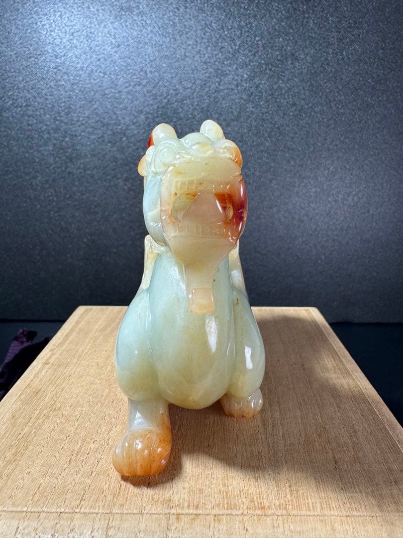 【貴重】 戦国時代 和田玉 高古玉 286.5g置物 紋彫り件 旧家蔵出し箱付き