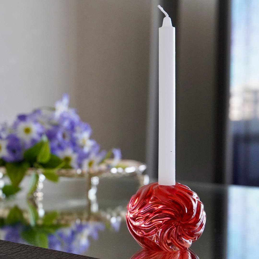 オールドバカラBACCARATローザス★燭台★赤 レッド★キャンドルスタンド★B