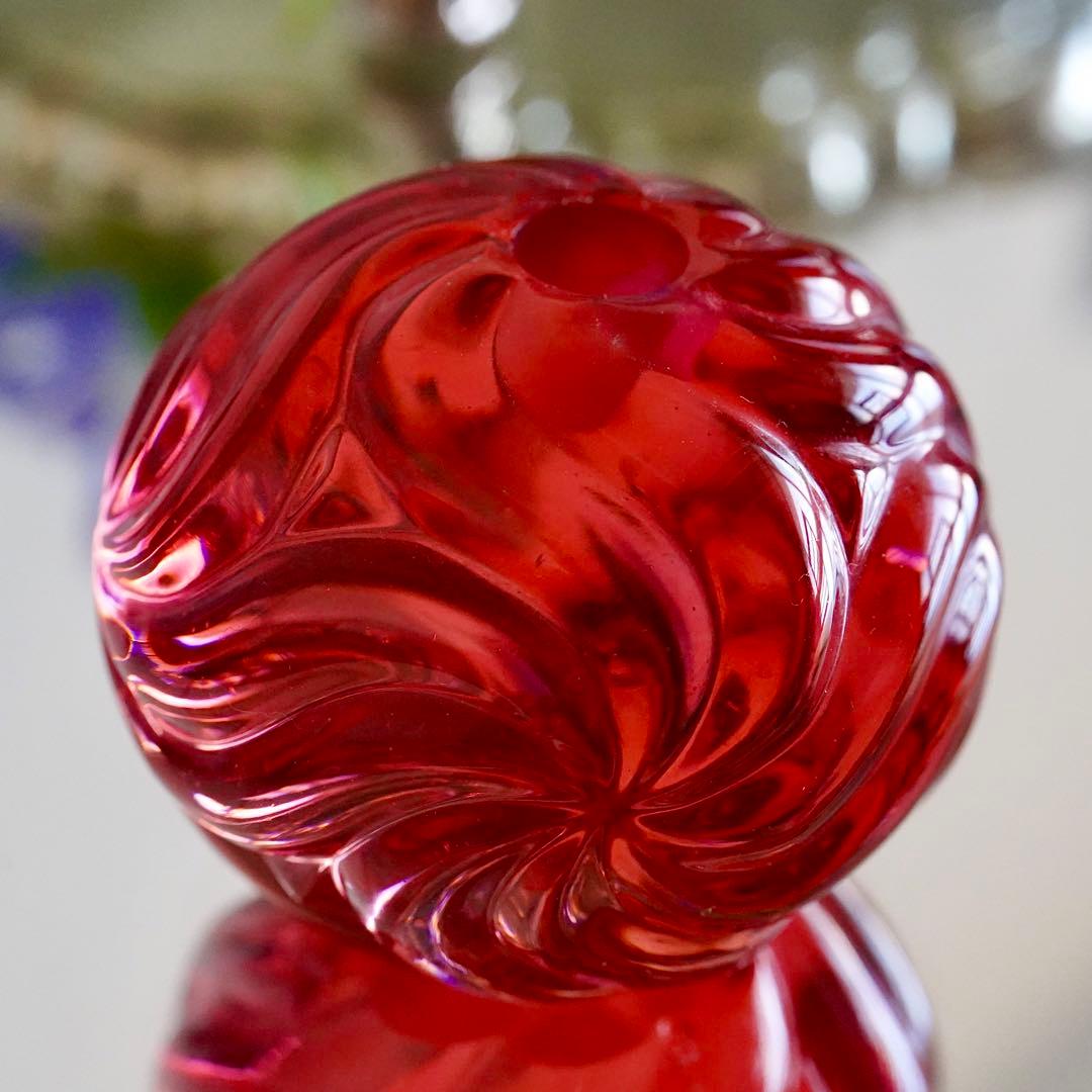 オールドバカラBACCARATローザス★燭台★赤 レッド★キャンドルスタンド★B