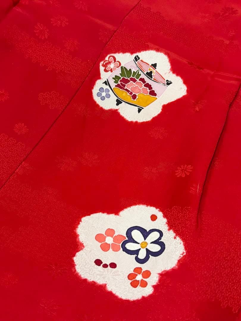 鶴　総絞り　正絹　七五三　３歳　被布　フルセット　一つ身