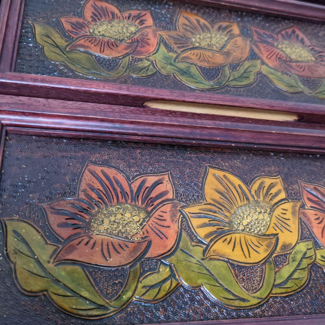 アンティーク 花柄 木製 3段 小物入れ 収納 アジアンテイスト