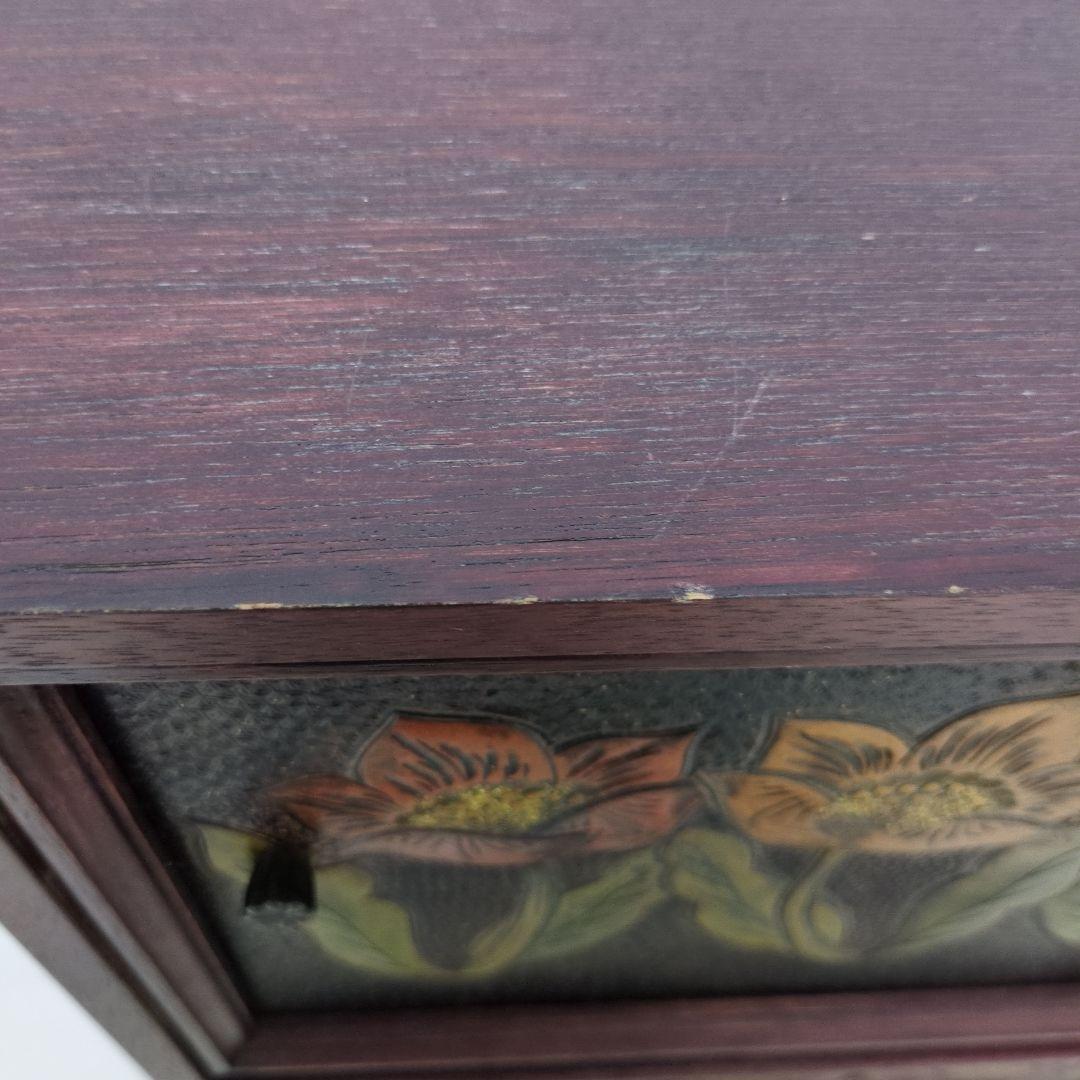 アンティーク 花柄 木製 3段 小物入れ 収納 アジアンテイスト