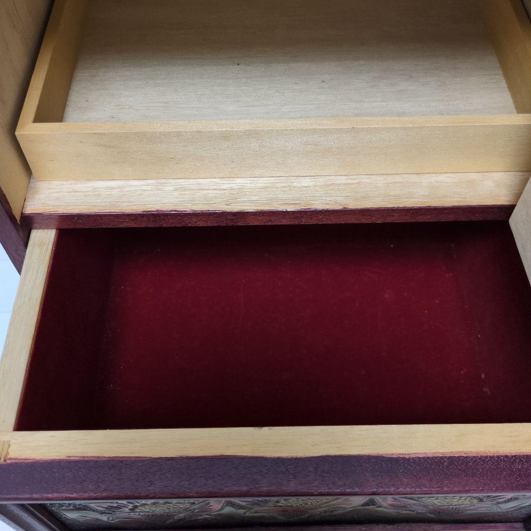 アンティーク 花柄 木製 3段 小物入れ 収納 アジアンテイスト