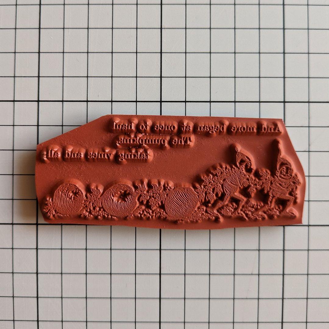 ドイツ製 輸入 ラバースタンプ マウント済『ブラウニーとかぼちゃとテキスト』