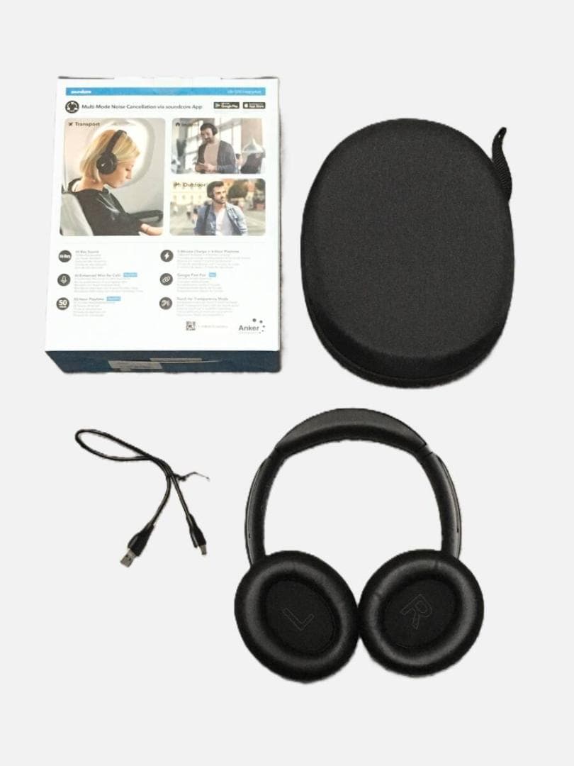 【美品・箱付き】Anker アンカー／ワイヤレスヘッドホン／ブラック 黒