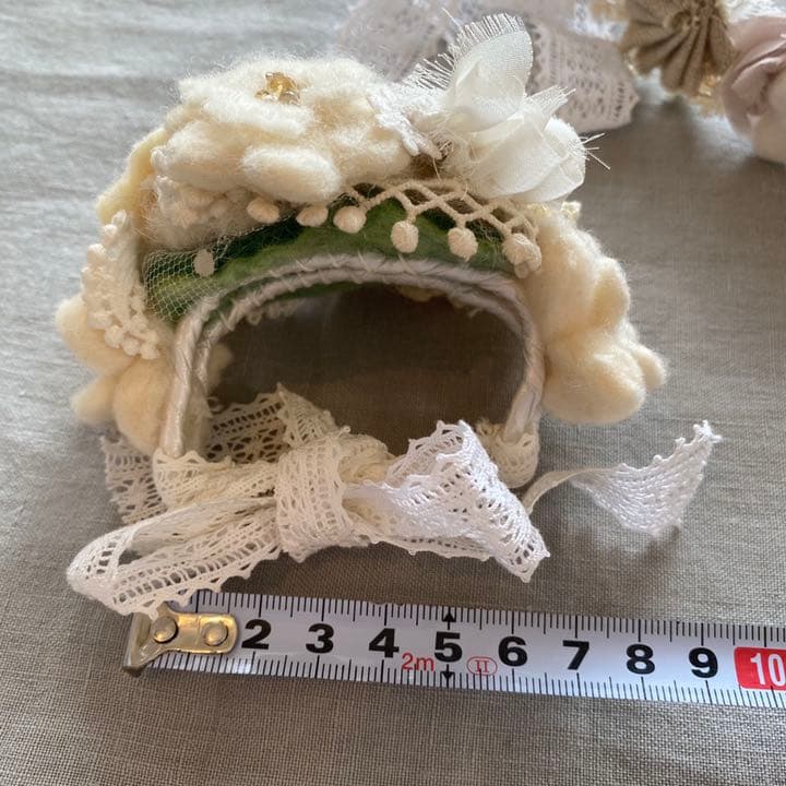 結婚式　アクセサリー　ナチュラル　羊毛フェルト　レース　花冠　ブレスレット