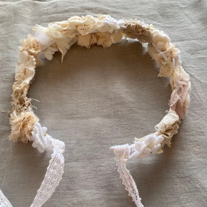 結婚式　アクセサリー　ナチュラル　羊毛フェルト　レース　花冠　ブレスレット