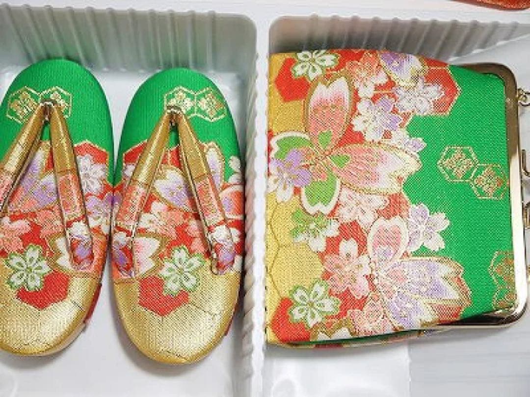 七五三お祝い 女児 箱迫 はこせこ7点セット 3歳用 金襴 3L 赤 桜