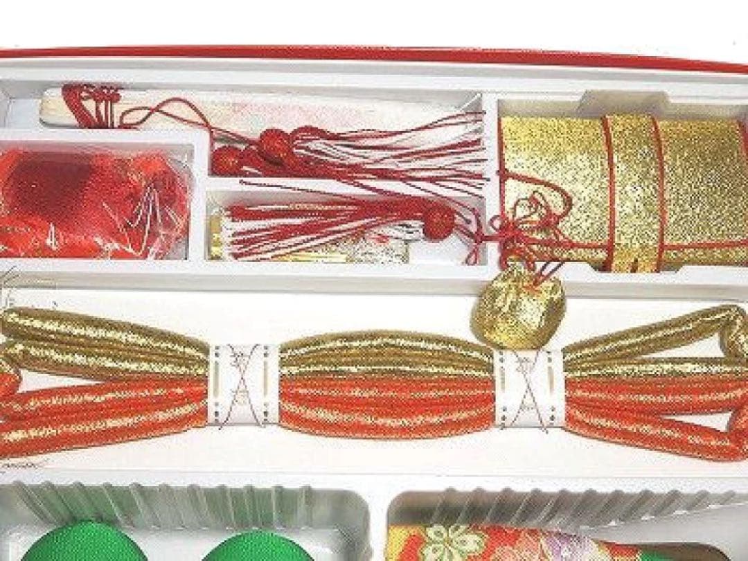 七五三お祝い 女児 箱迫 はこせこ7点セット 3歳用 金襴 3L 赤 桜