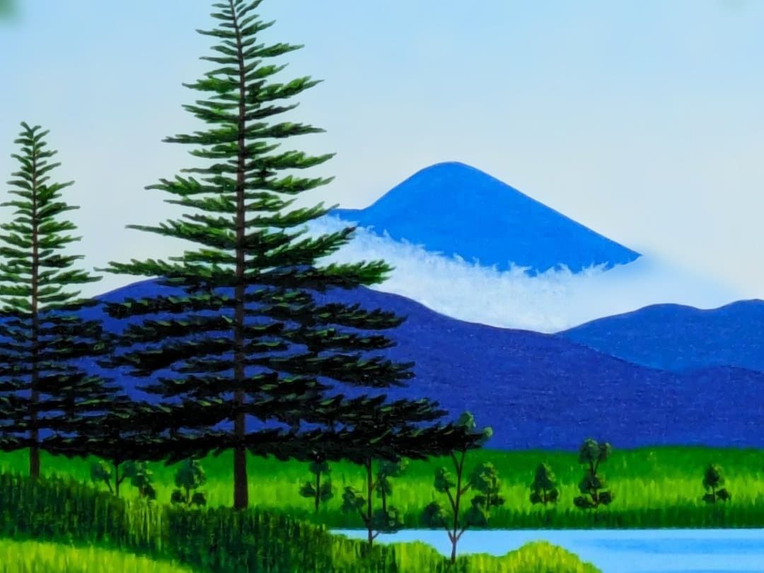 ★知床の朝霧・肉筆油彩画・F6キャンバス