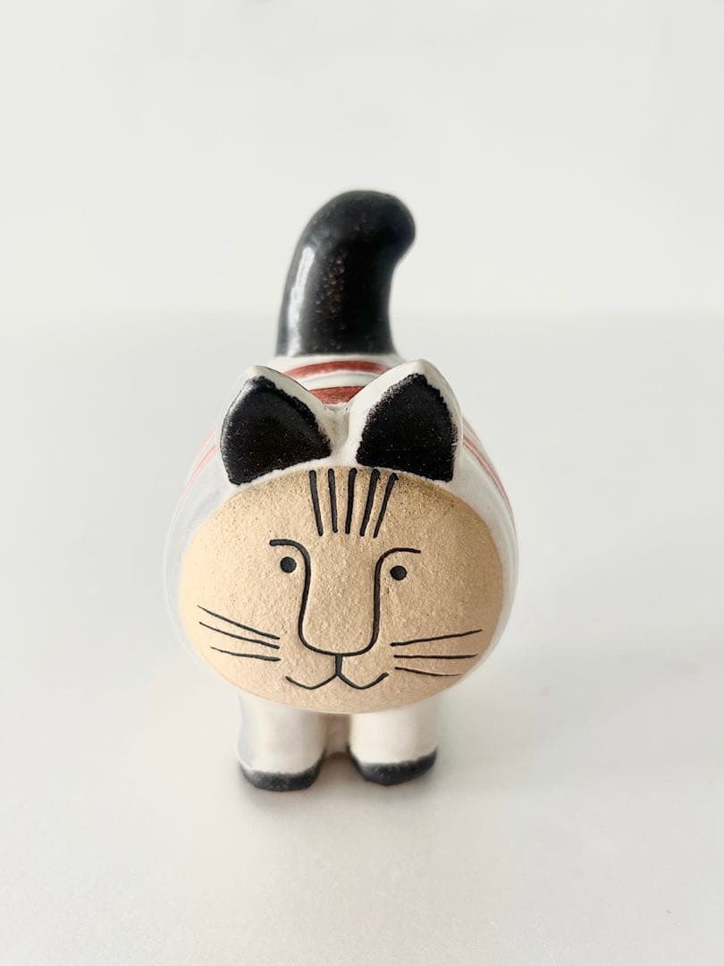 【北欧】Lisa Larson　 dieci cat 　ボーダー　レッド