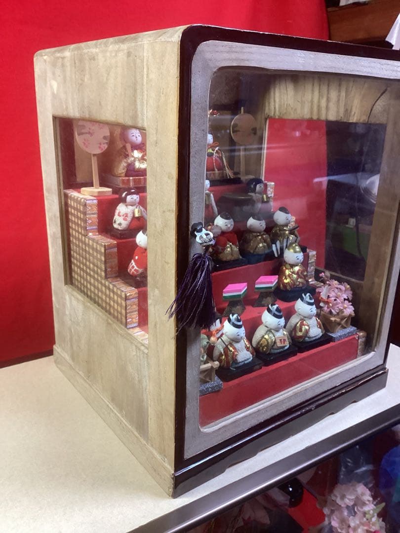 ミニ雛人形 ガラスケース入り◆ケースサイズ(幅25㎝ 高さ29㎝ 奥行22㎝)