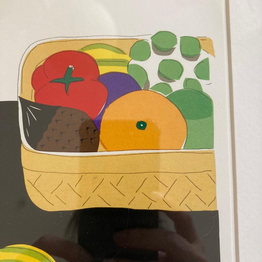 安西水丸　額入りポスター　野菜