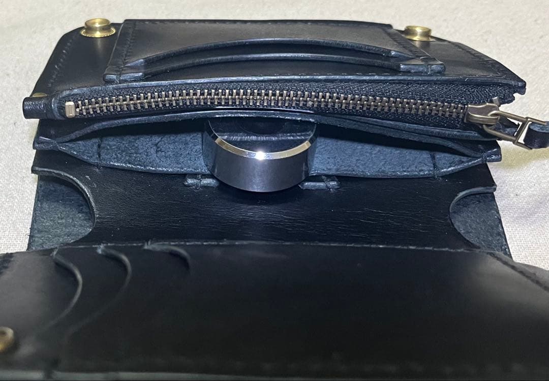 ミドル トラッカーウォレット 姫路レザー タンニン鞣し ギターピックポケット付き