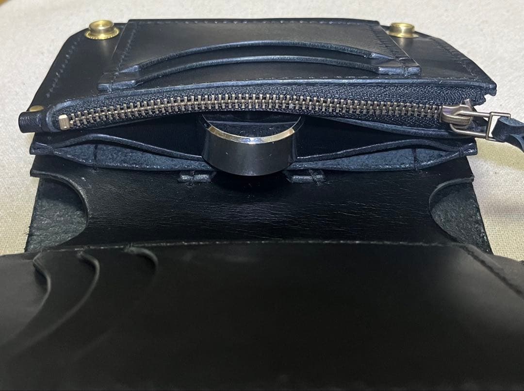 ミドル トラッカーウォレット 姫路レザー タンニン鞣し ギターピックポケット付き