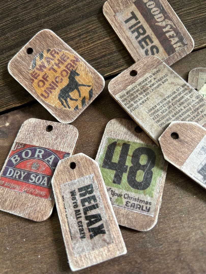 vintageウッドタグ　No.415