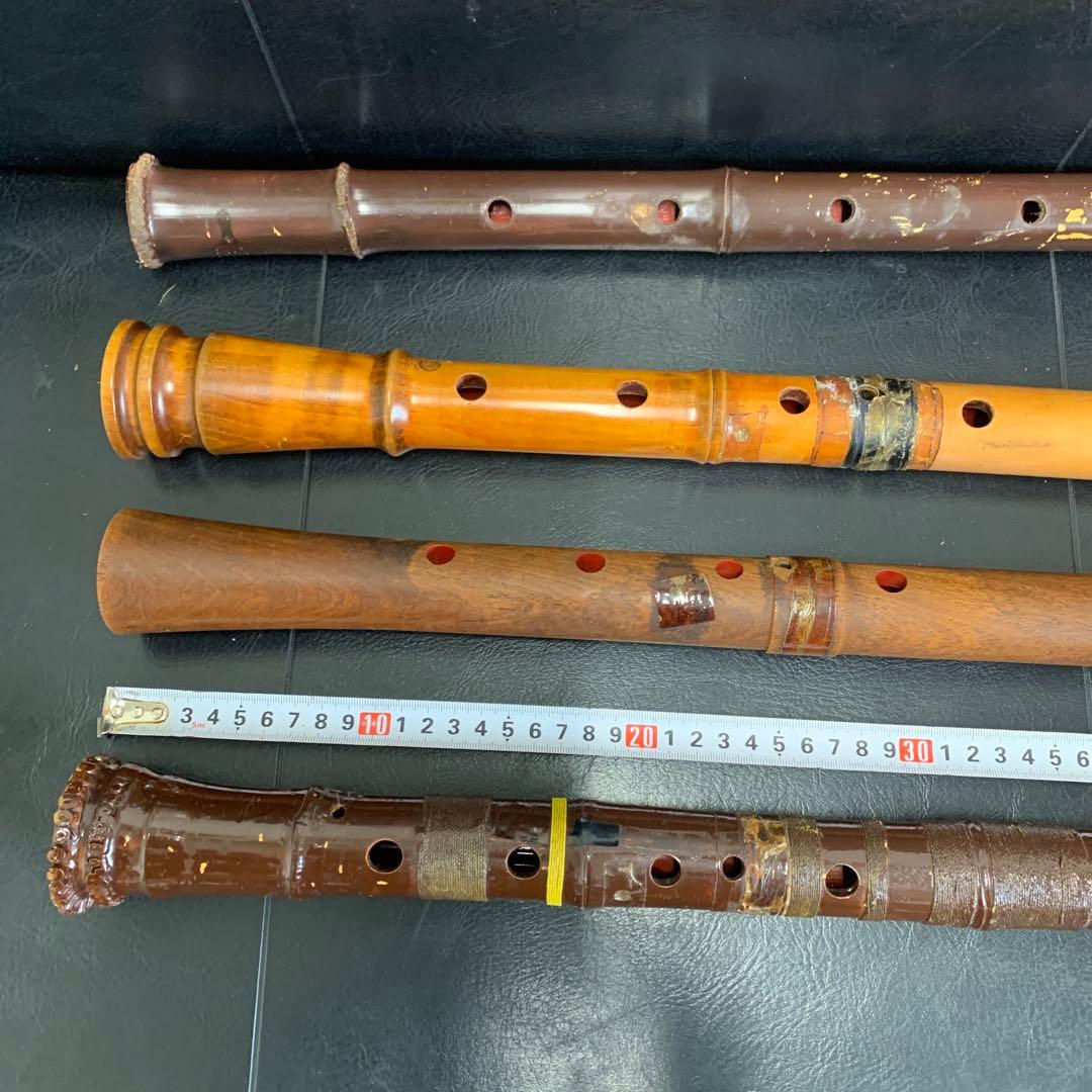 尺八本体 竹製 ２本　木製２本　計４本セット　現状品