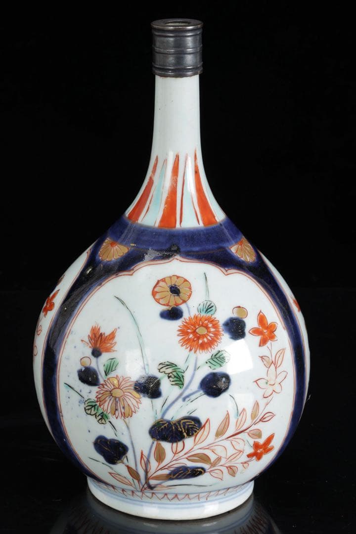 元禄期 古伊万里 染錦 草花文徳利 酒器 花入 江戸時代 古陶磁 古美術 骨董品