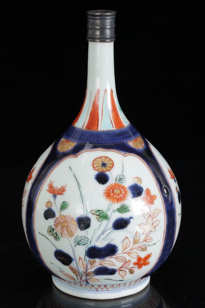 元禄期 古伊万里 染錦 草花文徳利 酒器 花入 江戸時代 古陶磁 古美術 骨董品