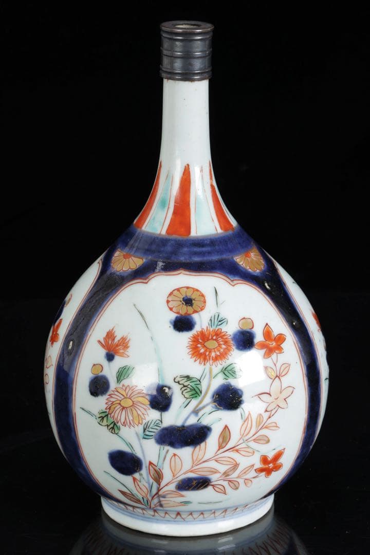 元禄期 古伊万里 染錦 草花文徳利 酒器 花入 江戸時代 古陶磁 古美術 骨董品