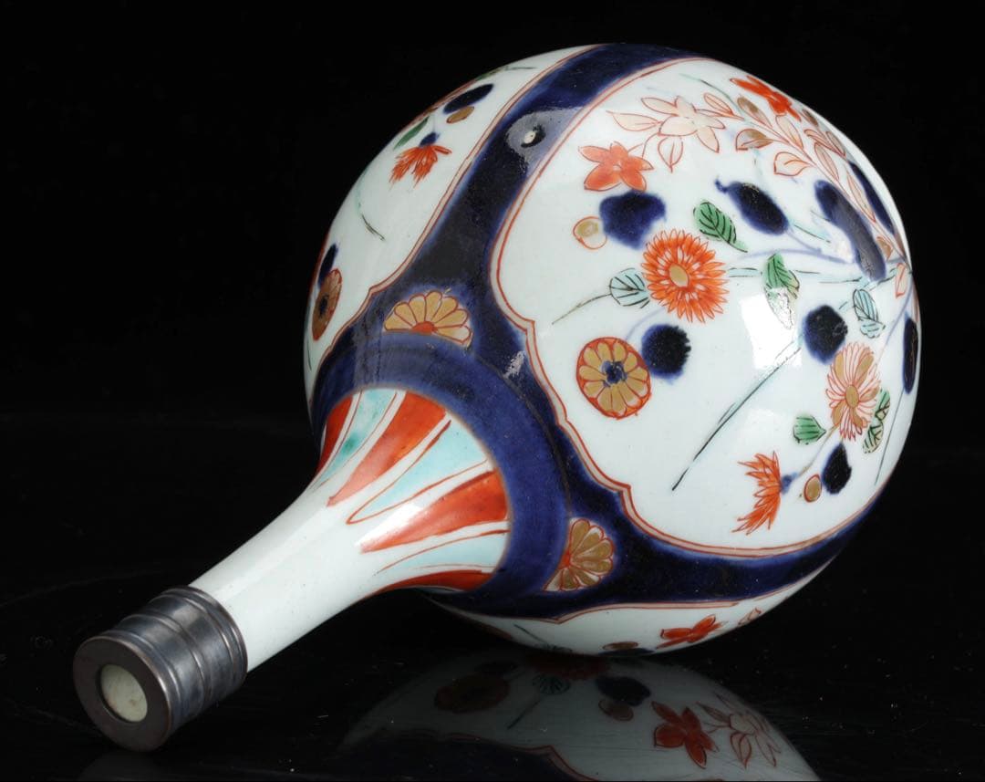 元禄期 古伊万里 染錦 草花文徳利 酒器 花入 江戸時代 古陶磁 古美術 骨董品