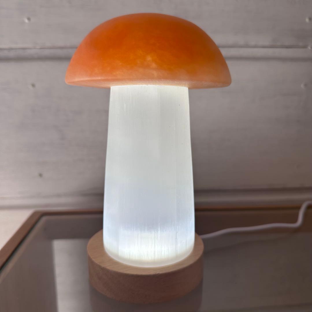 【セレナイト】マッシュルーム　ライトスタンド付