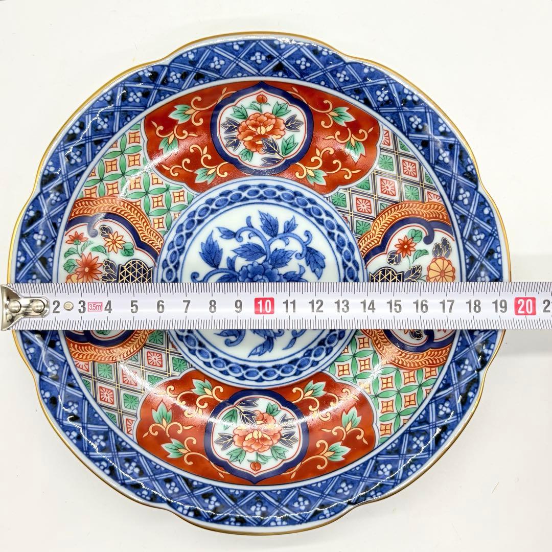 有田焼　明宝窯　中皿　5枚セット　金彩色絵　間取花紋　銘々皿　染錦　古伊万里意匠