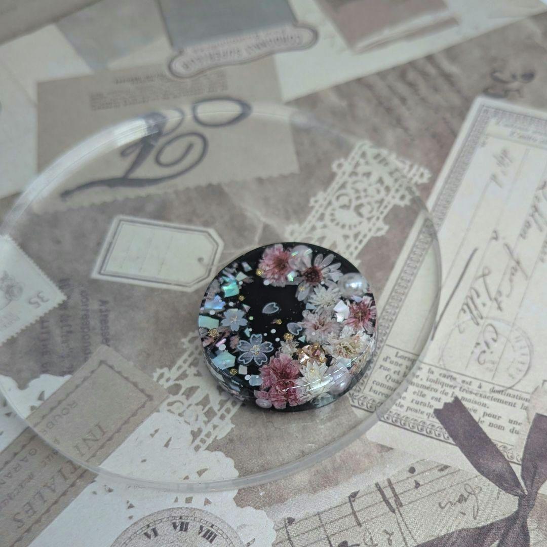 ＃469 夜桜✴桜吹雪✴シェル✴レジンヘアゴムキーホルダーブローチ