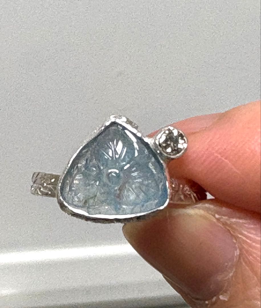 アクアマリンカービングシルバーリング