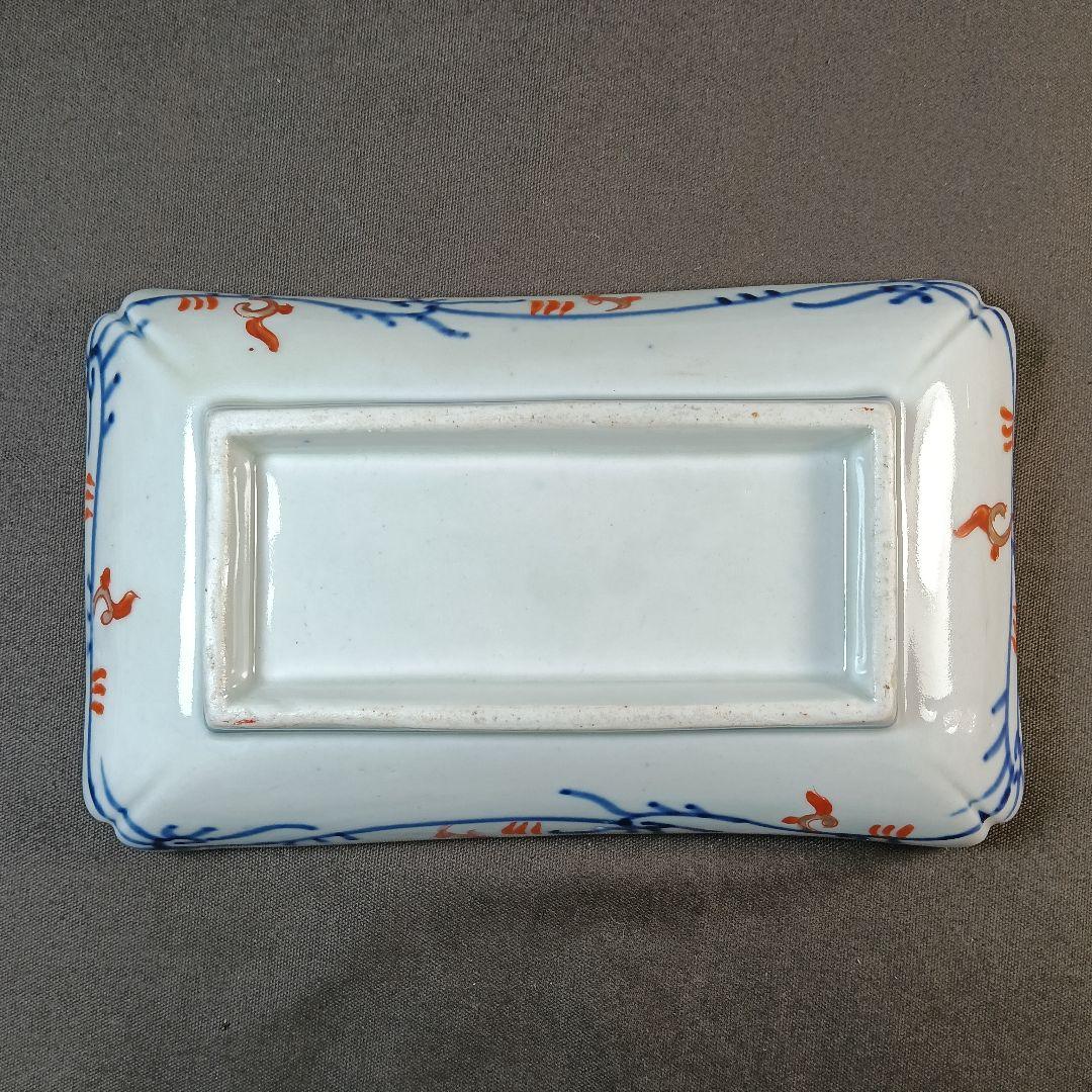 132 変形皿 印判皿 染付皿 伊万里焼 アンティーク 時代物 器 金彩 明治