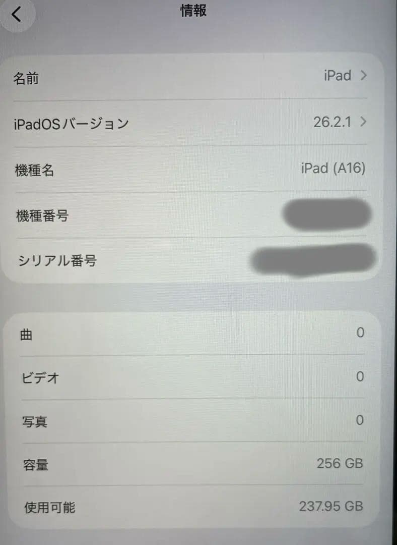 【中古】Apple iPad (A16) Wi-Fi 256GB シルバー