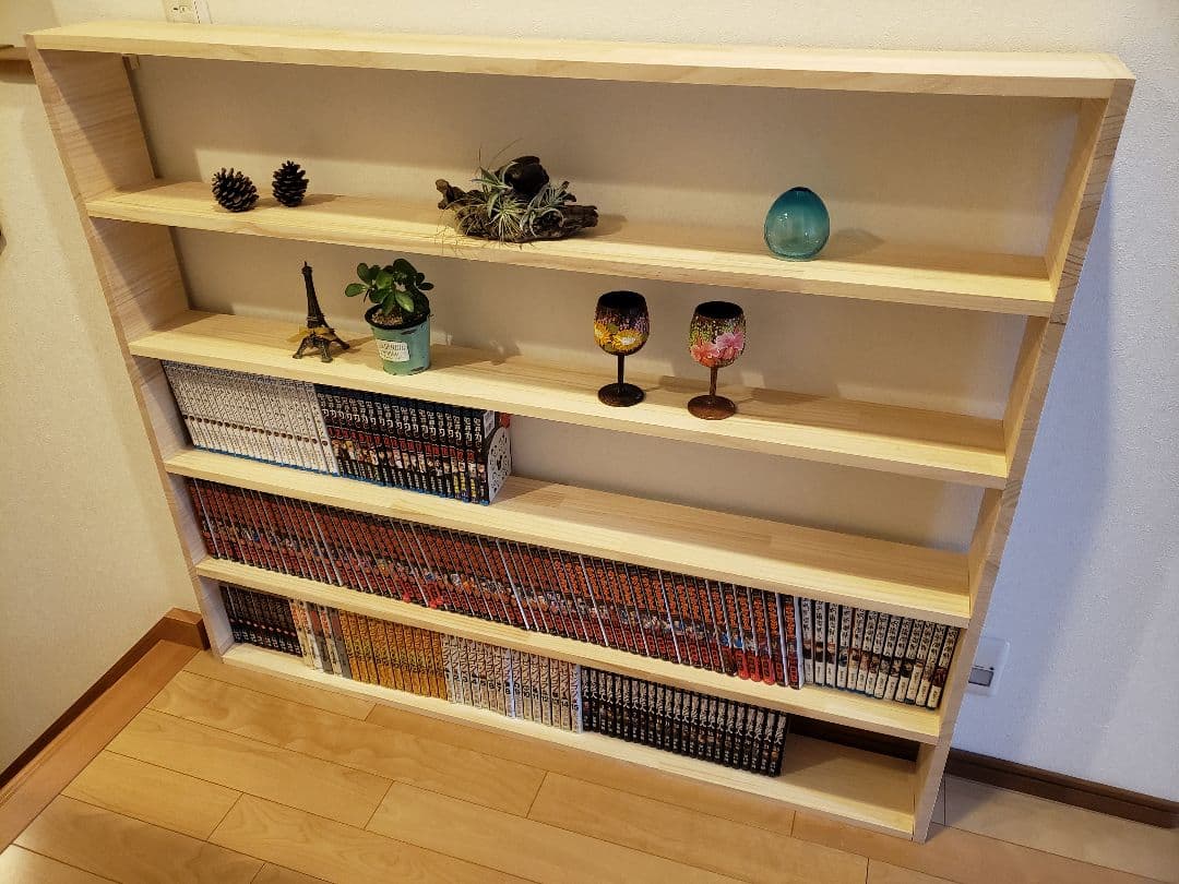 木製オープンシェルフ 本棚 大きめ　ナチュラルブックシェルフ