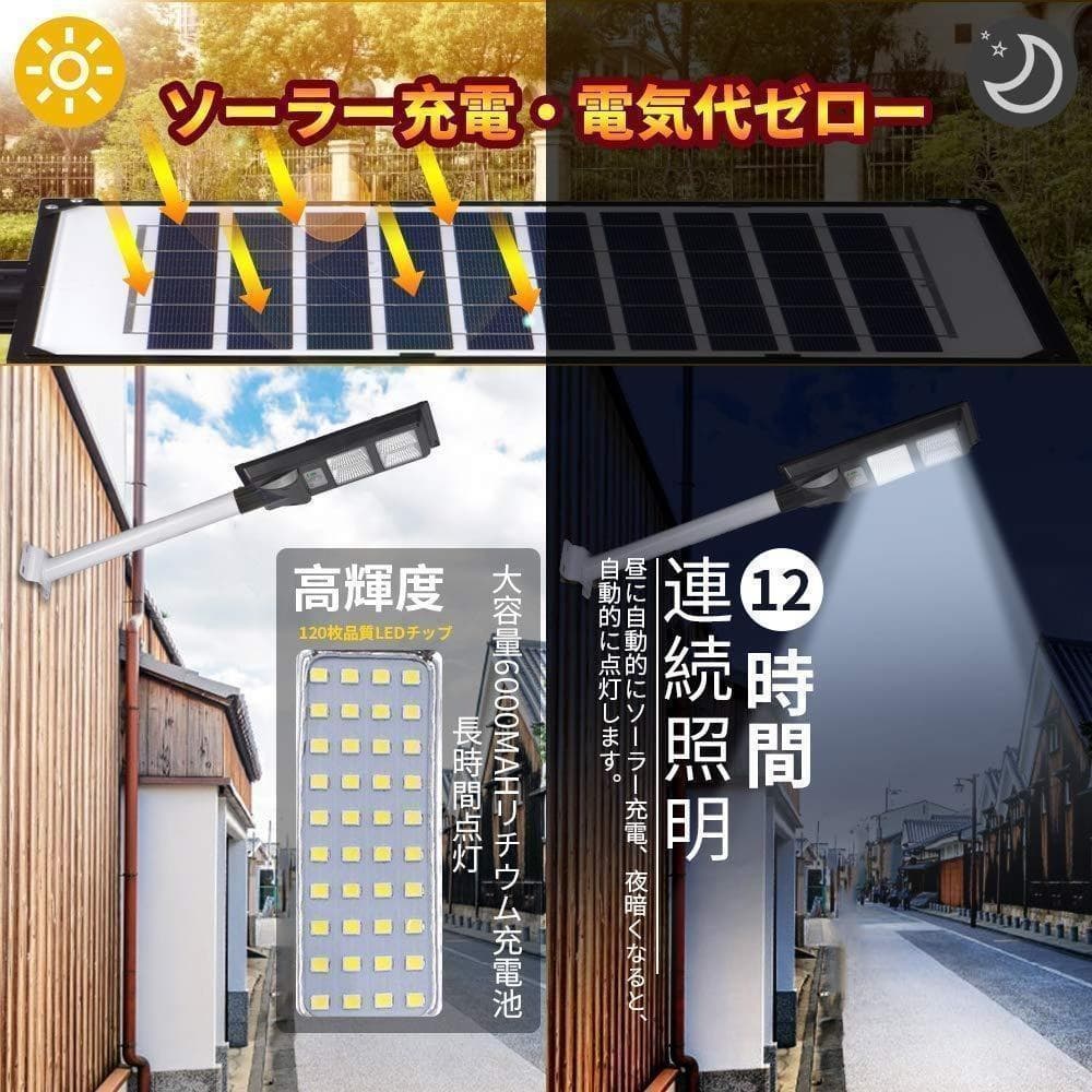 【新品】led 街灯センサーライト　防水IP65 配線工事不要 太陽発電