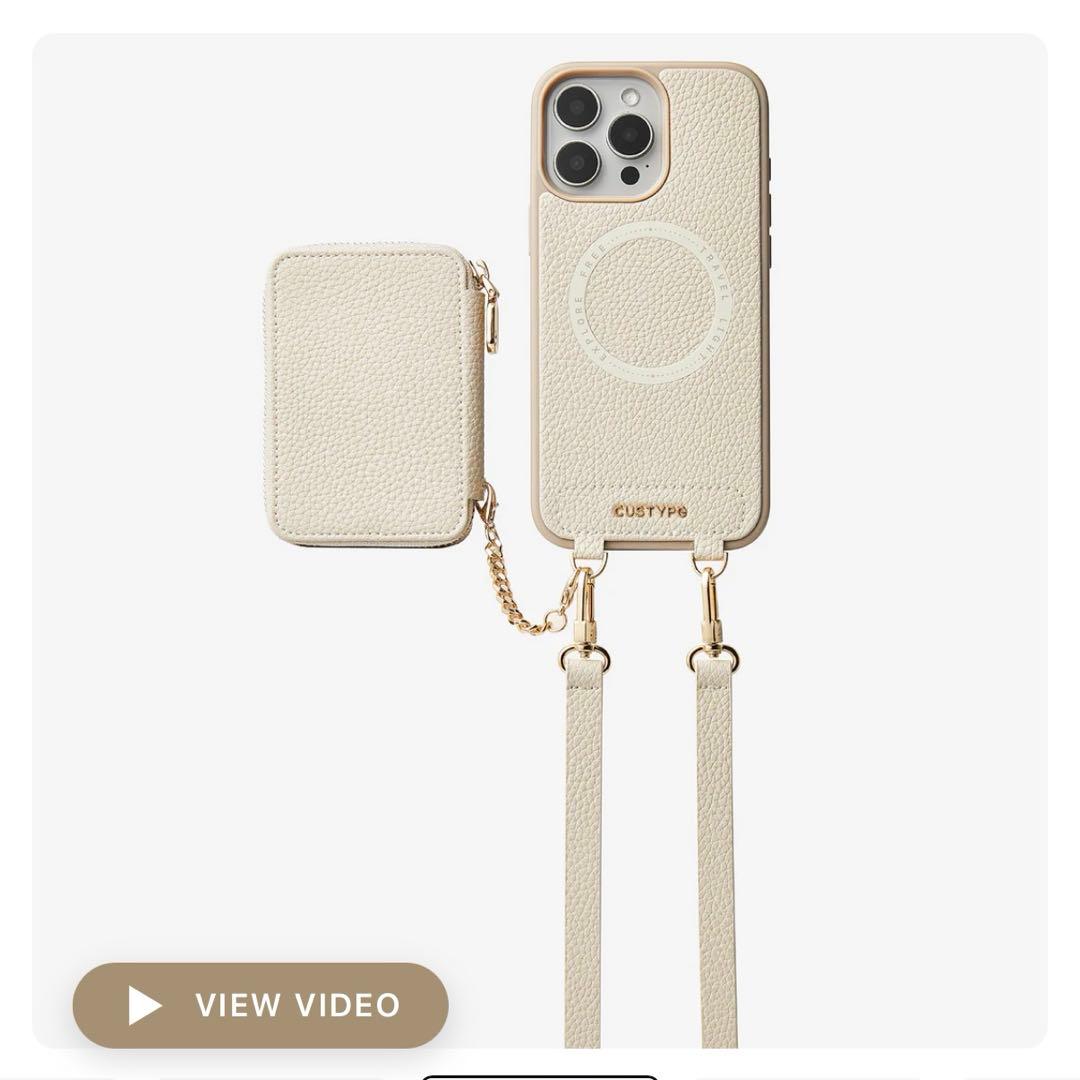 【新品】custype ベージュ iPhone16proケース ストラップ付き