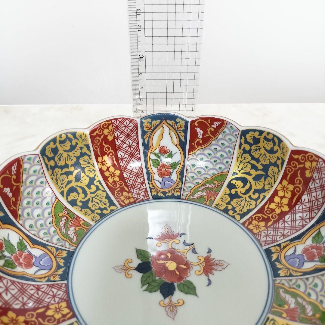 有田焼 清秀 菊割花地紋 大鉢 1個 鉢 金彩 古伊万里柄