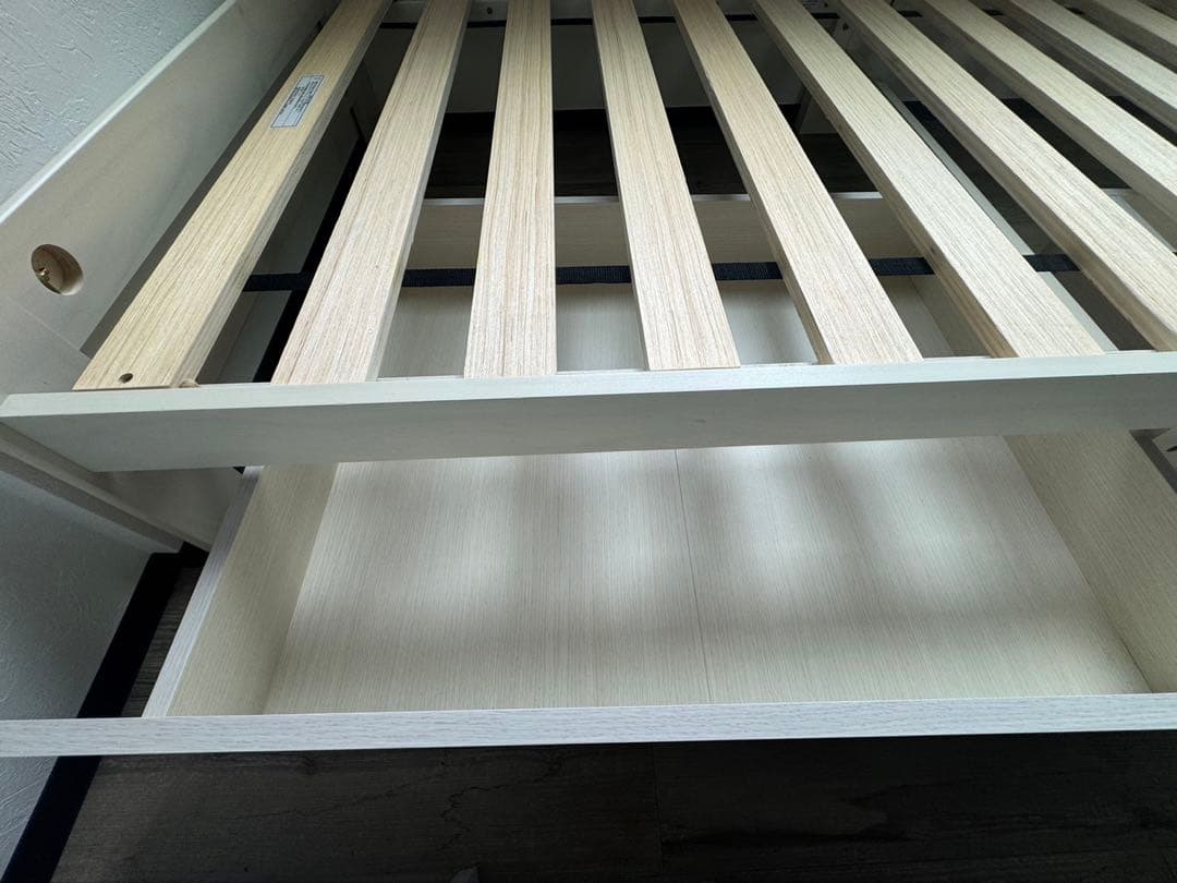 すのこシングルベッドフレーム 引き出し収納付き 木製