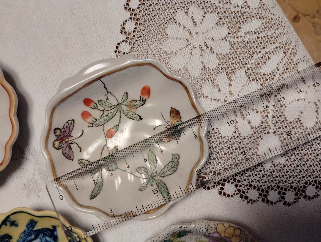 阿閣居監製 明治期 骨董豆皿 5枚 ヴィンテージ 九谷焼風 海外人気 希少品