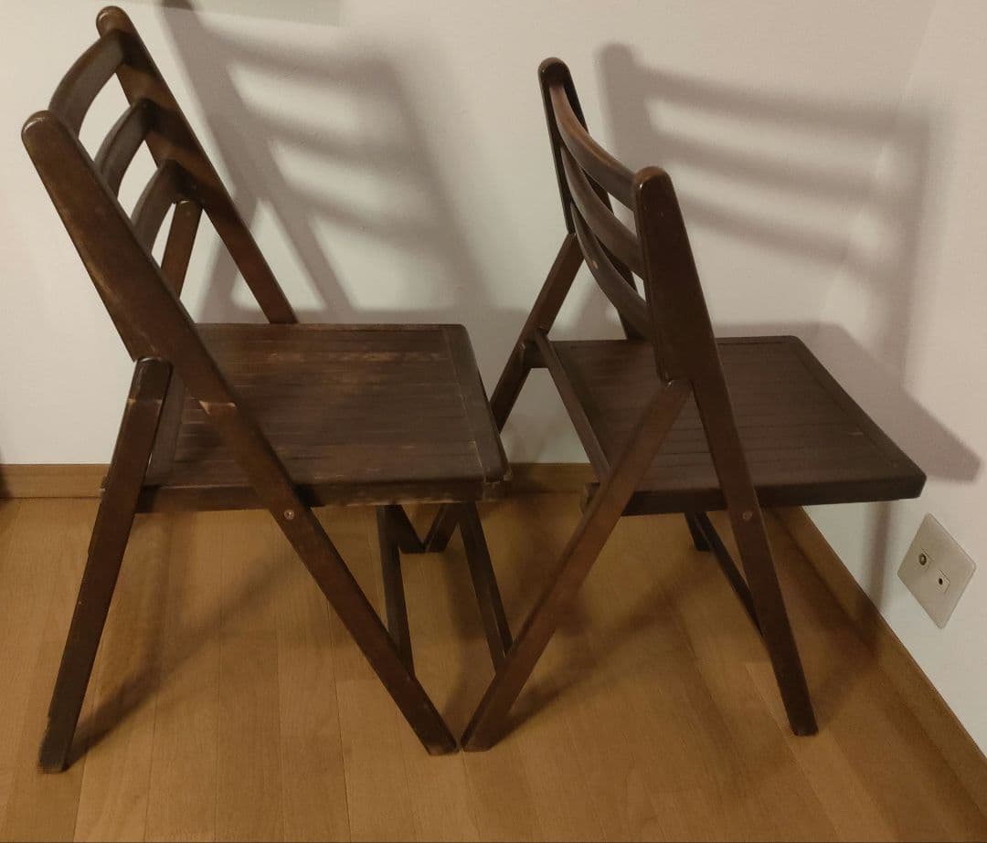 木製 無垢材 フォールディングチェア 80s 90s ヴィンテージ 2脚セット