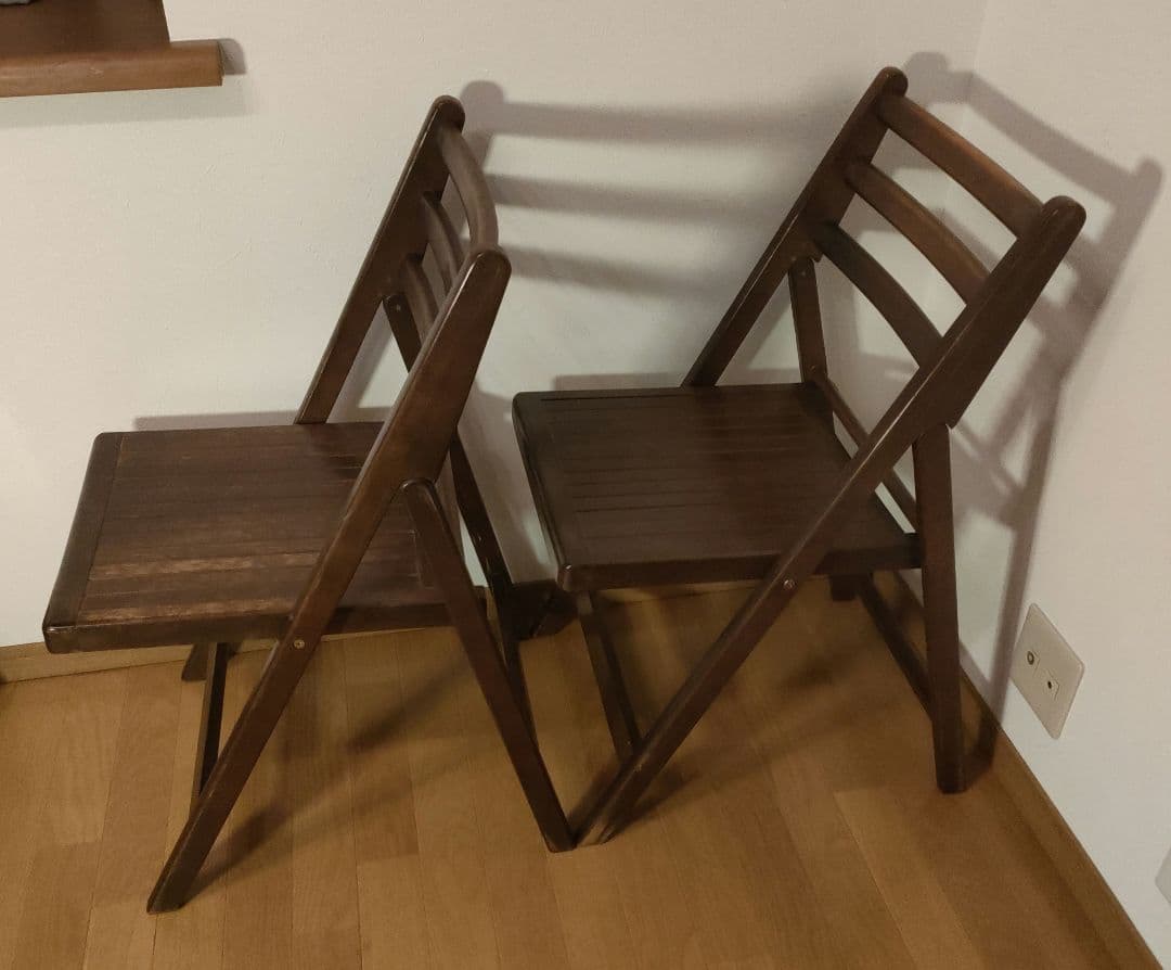 木製 無垢材 フォールディングチェア 80s 90s ヴィンテージ 2脚セット