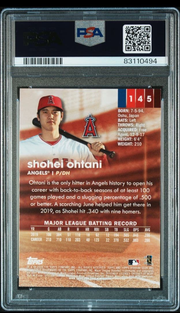 PSA9 2020 Topps Stadium Club 大谷翔平 SP