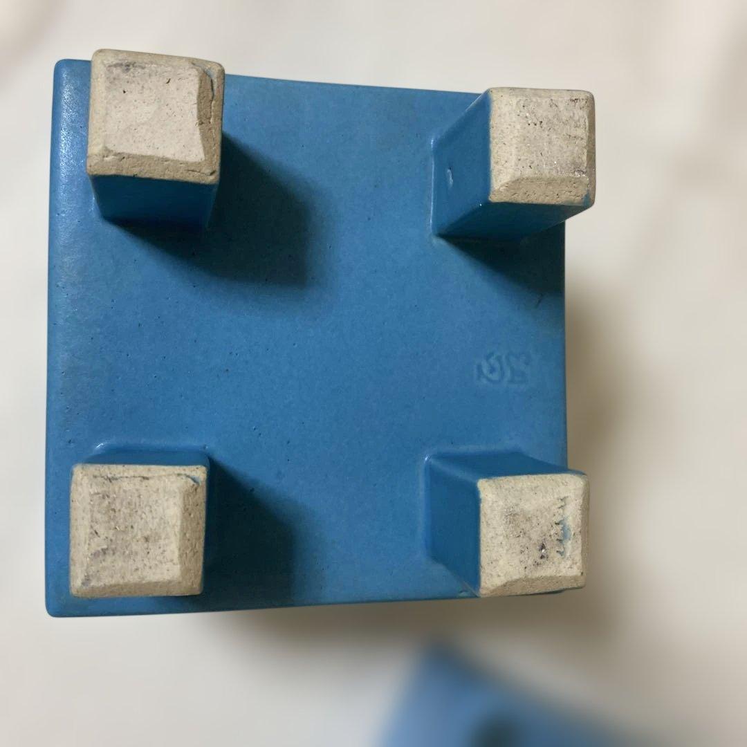 いけばな　青い陶器の花器3点セット