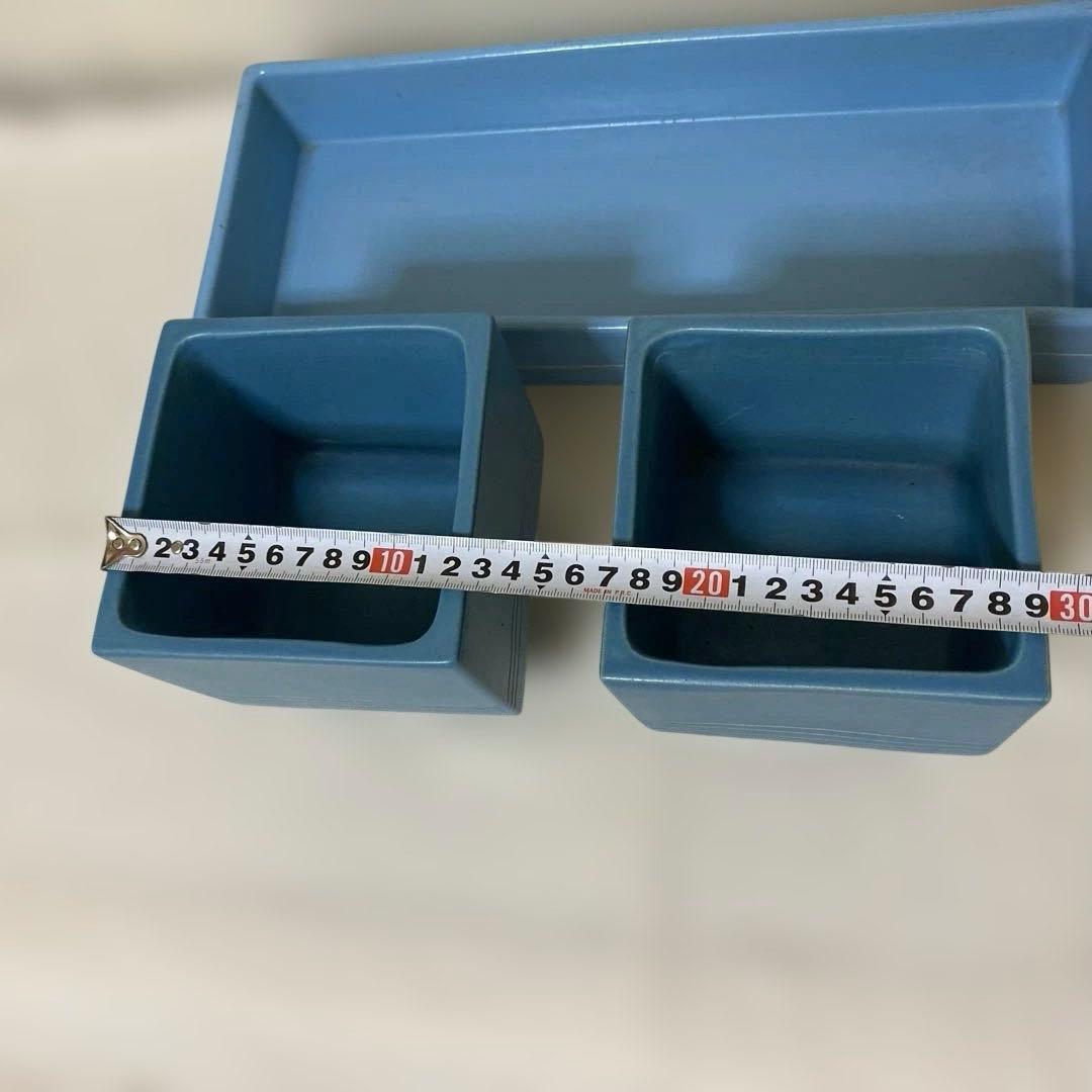 いけばな　青い陶器の花器3点セット