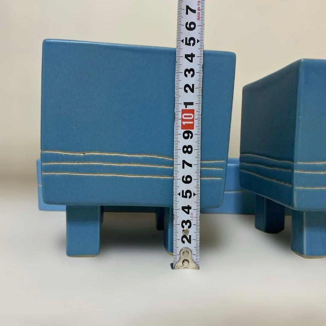 いけばな　青い陶器の花器3点セット